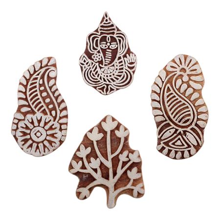 Set of 4 Piece New Mix Wooden Printing Blocks